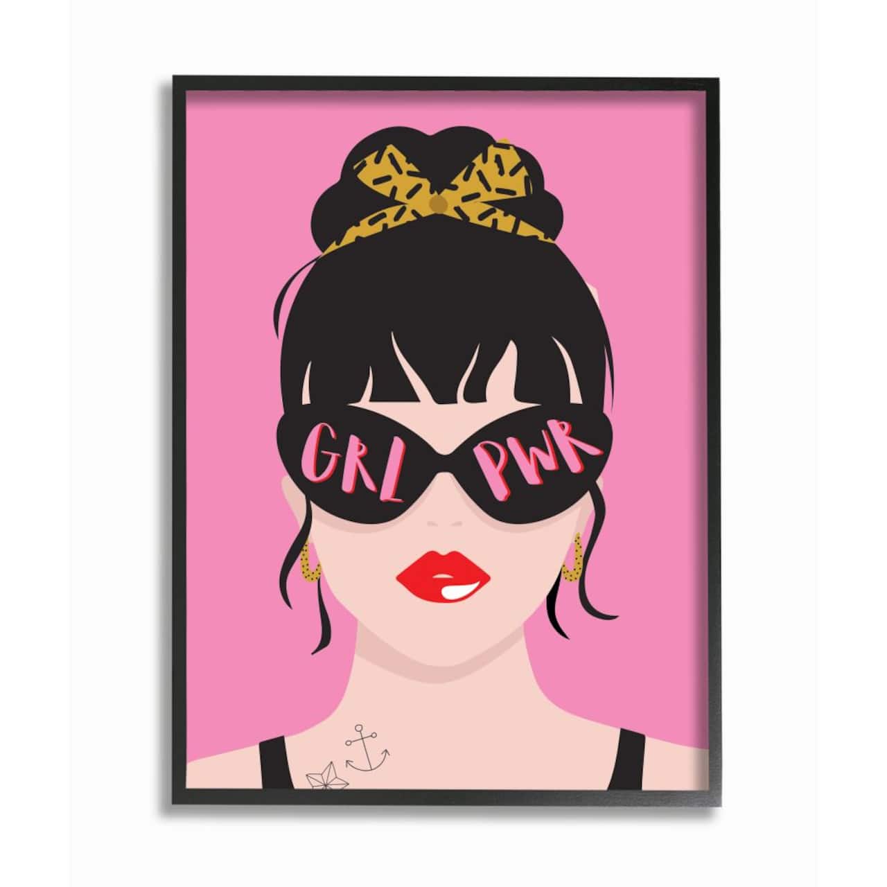 Stupell Industries Girl Power Punk Rock Wall Art in Black Frame